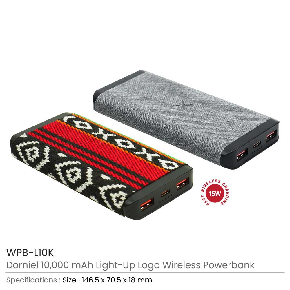 Dorniel Wireless Powerbank 10000 mAh with Light-up Logo