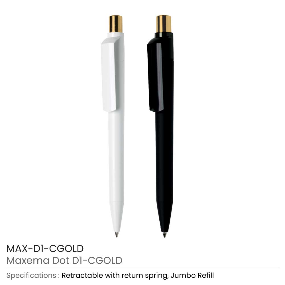 Dot Pens with Gold Push Button