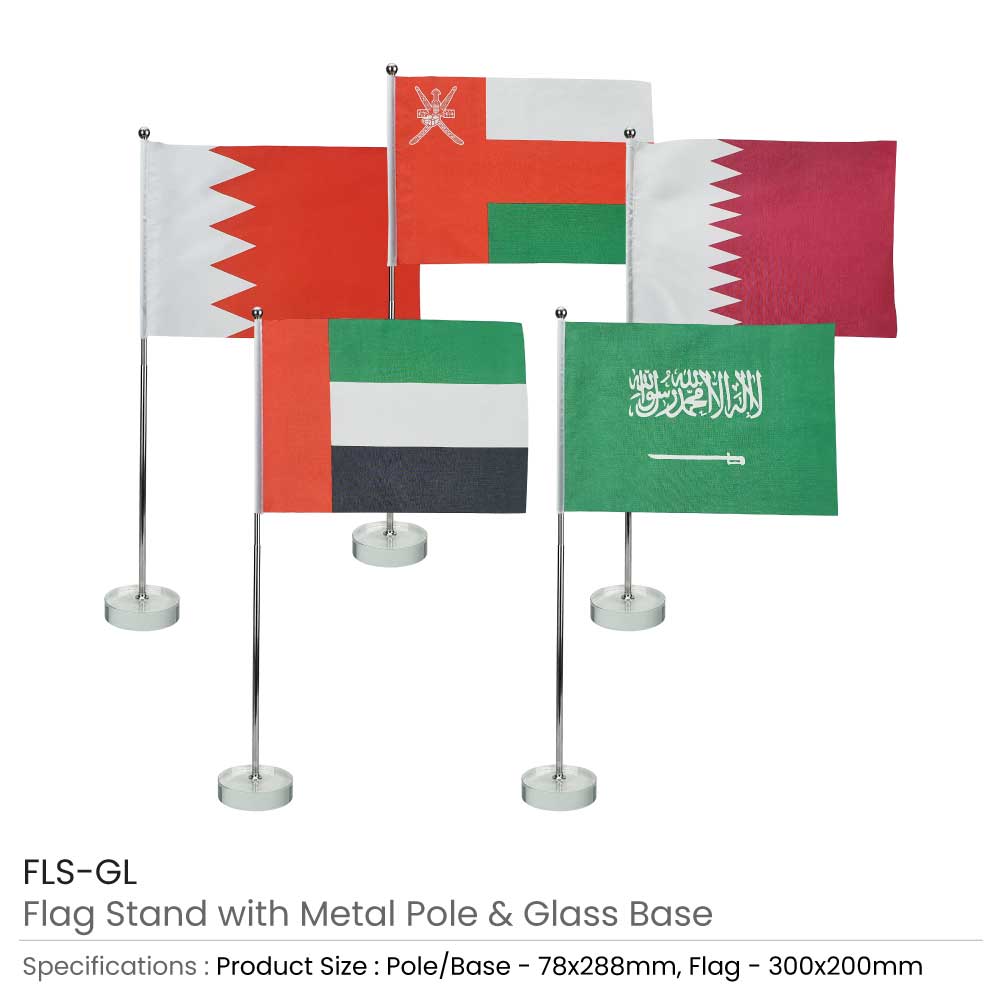 Flag with Metal Pole and Glass Base