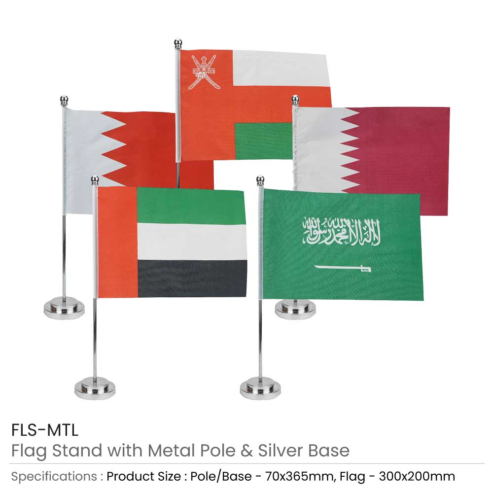 Flag with Metal Pole and Silver Base