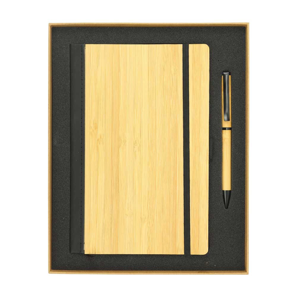 Bamboo Journal Set with A5 Size Notebook and Pen