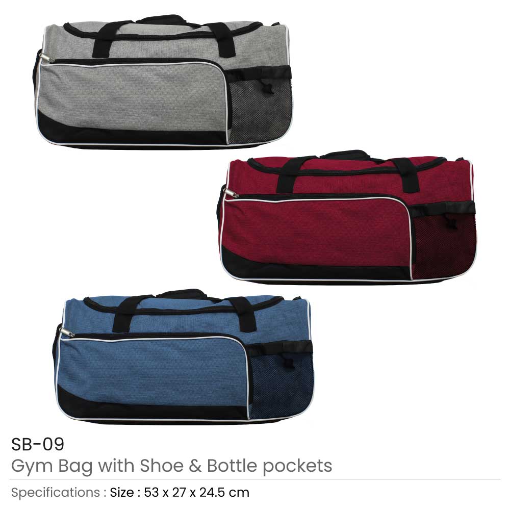 Gym Bags with Shoe and Bottle Pockets