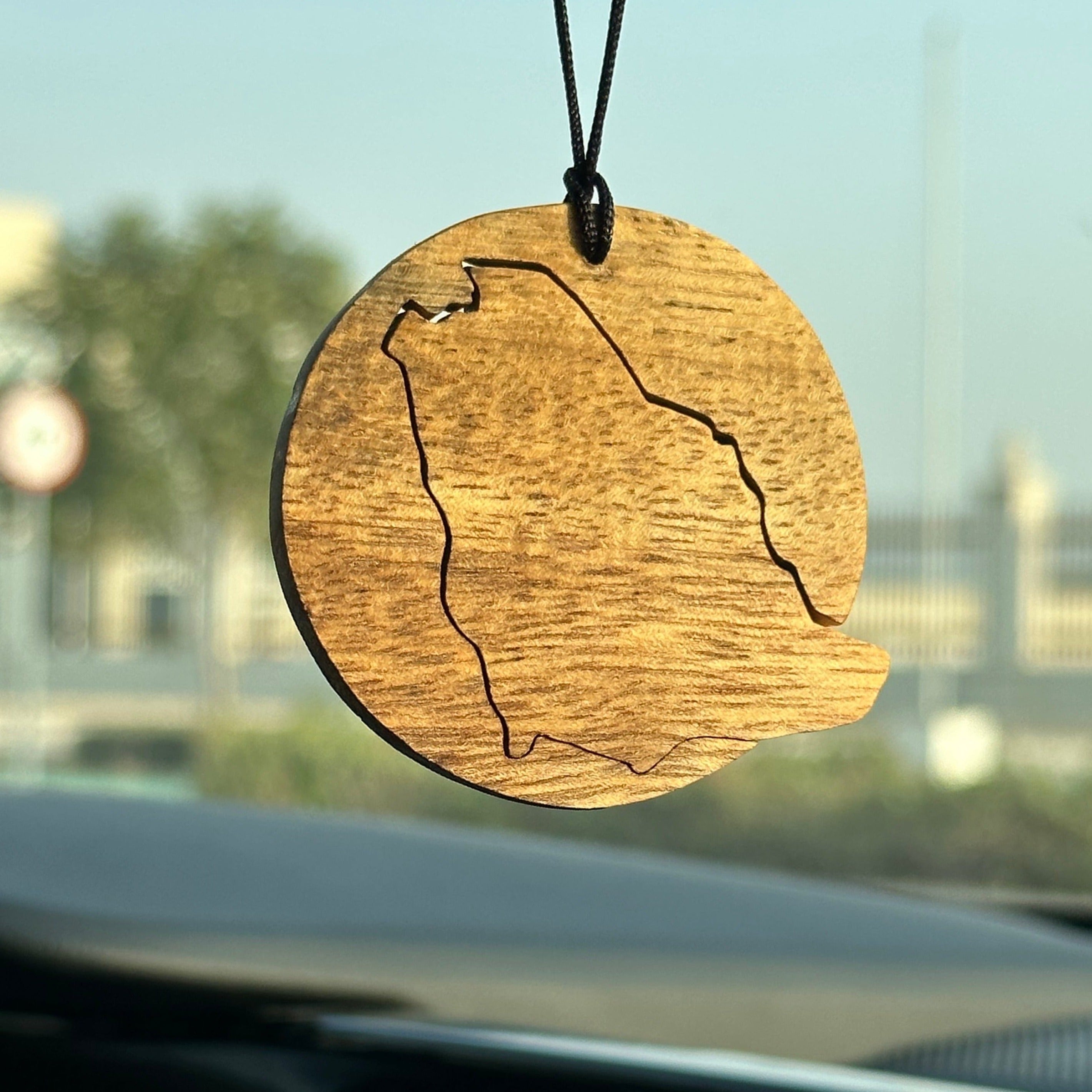 Ghaf Wood Saudi Map Car Pendant