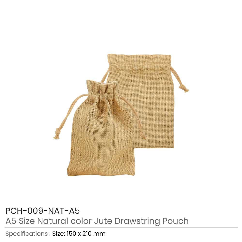 Jute Drawstring Pouches in A4 and A5 Size