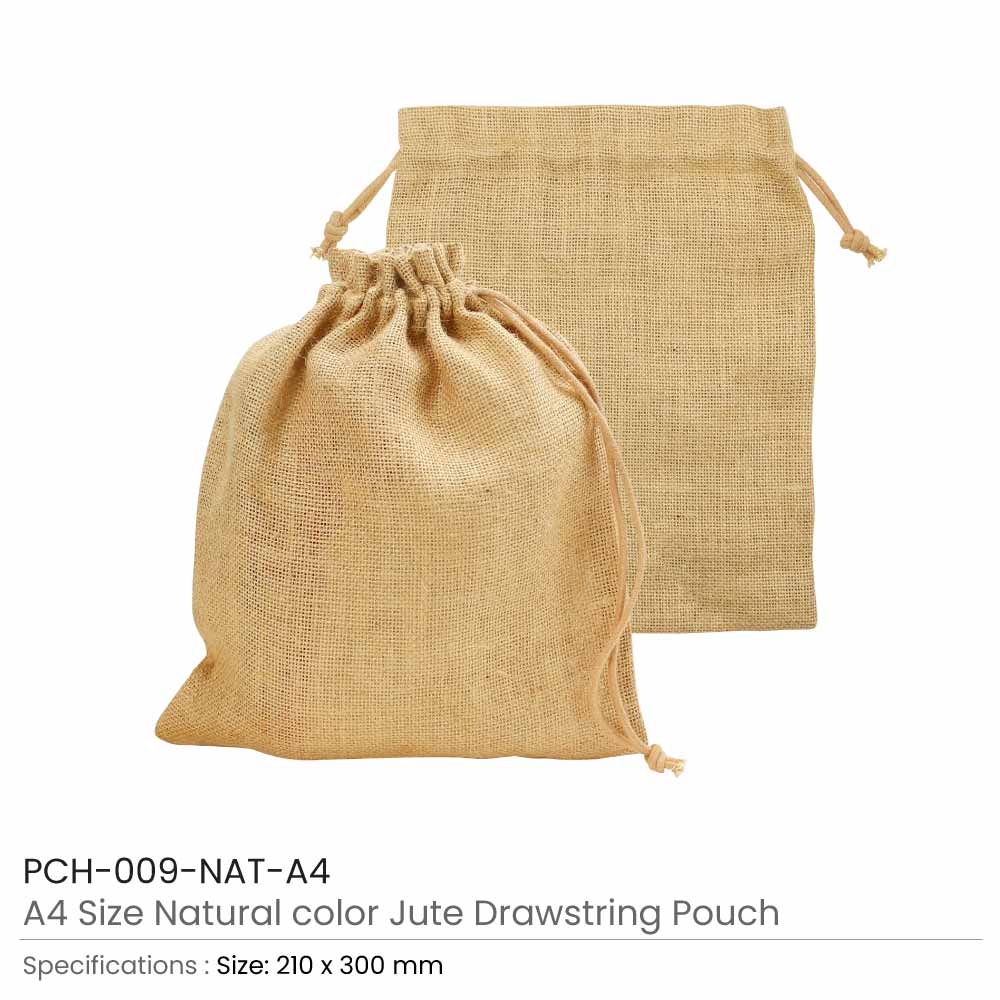 Jute Drawstring Pouches in A4 and A5 Size