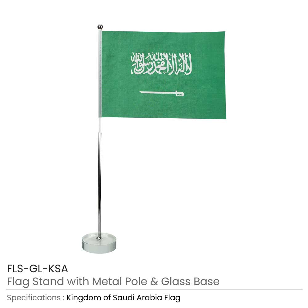 Flag with Metal Pole and Glass Base