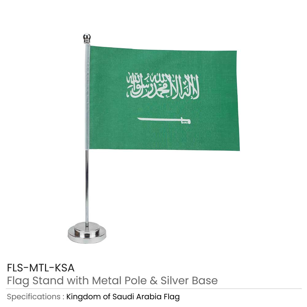 Flag with Metal Pole and Silver Base