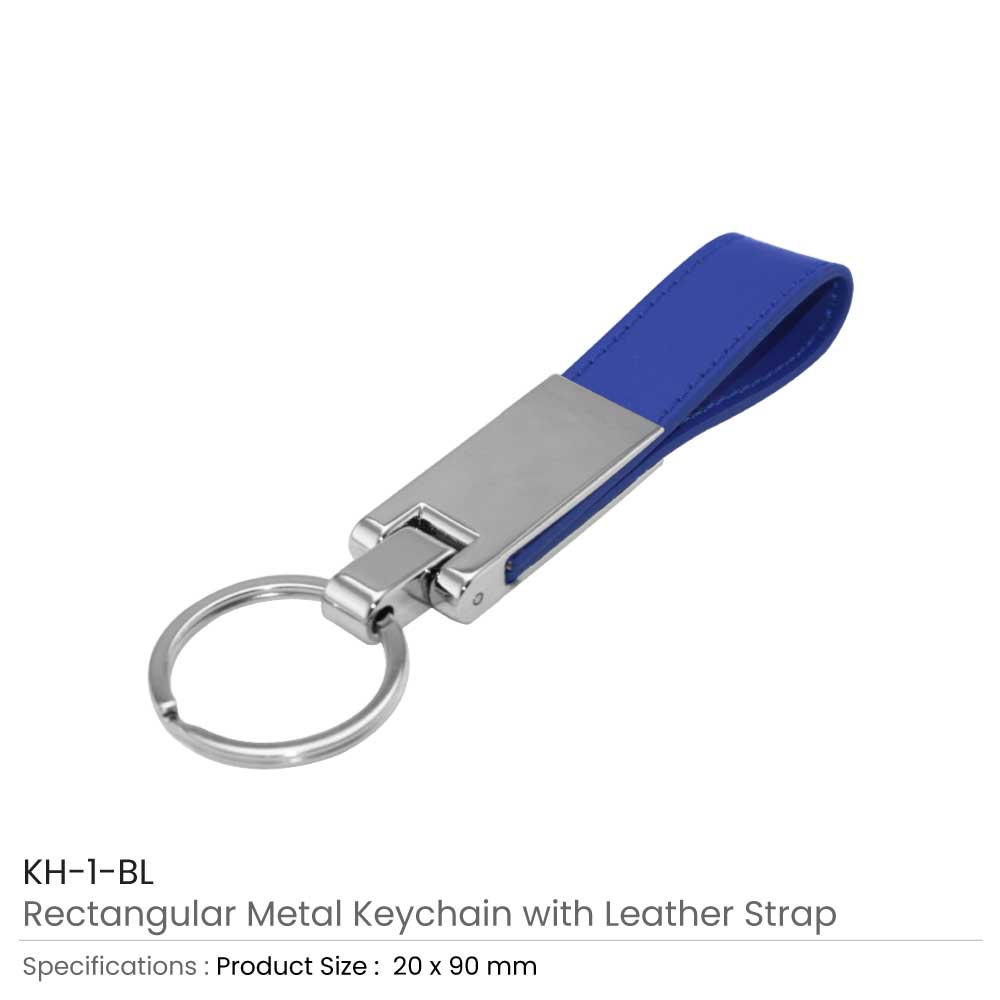 Metal Key Chains with Leather Strap