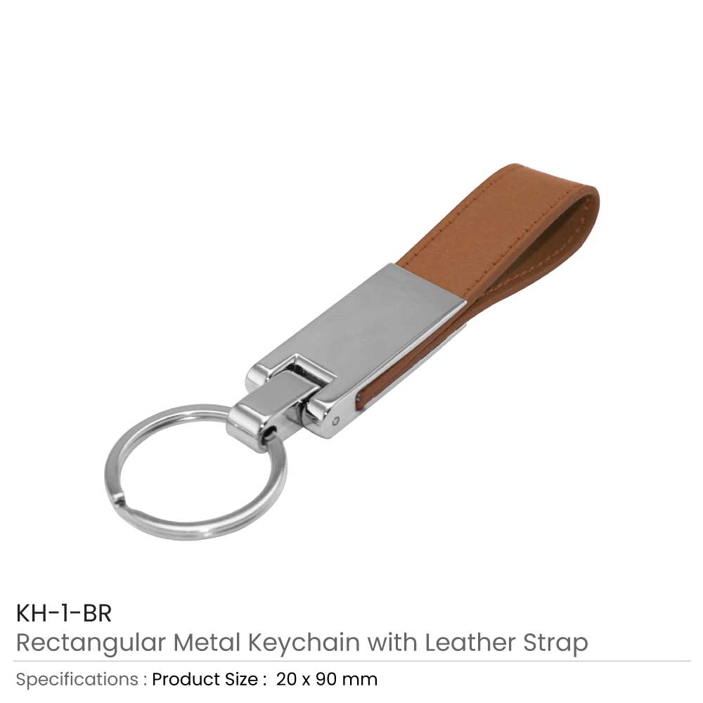 Metal Key Chains with Leather Strap