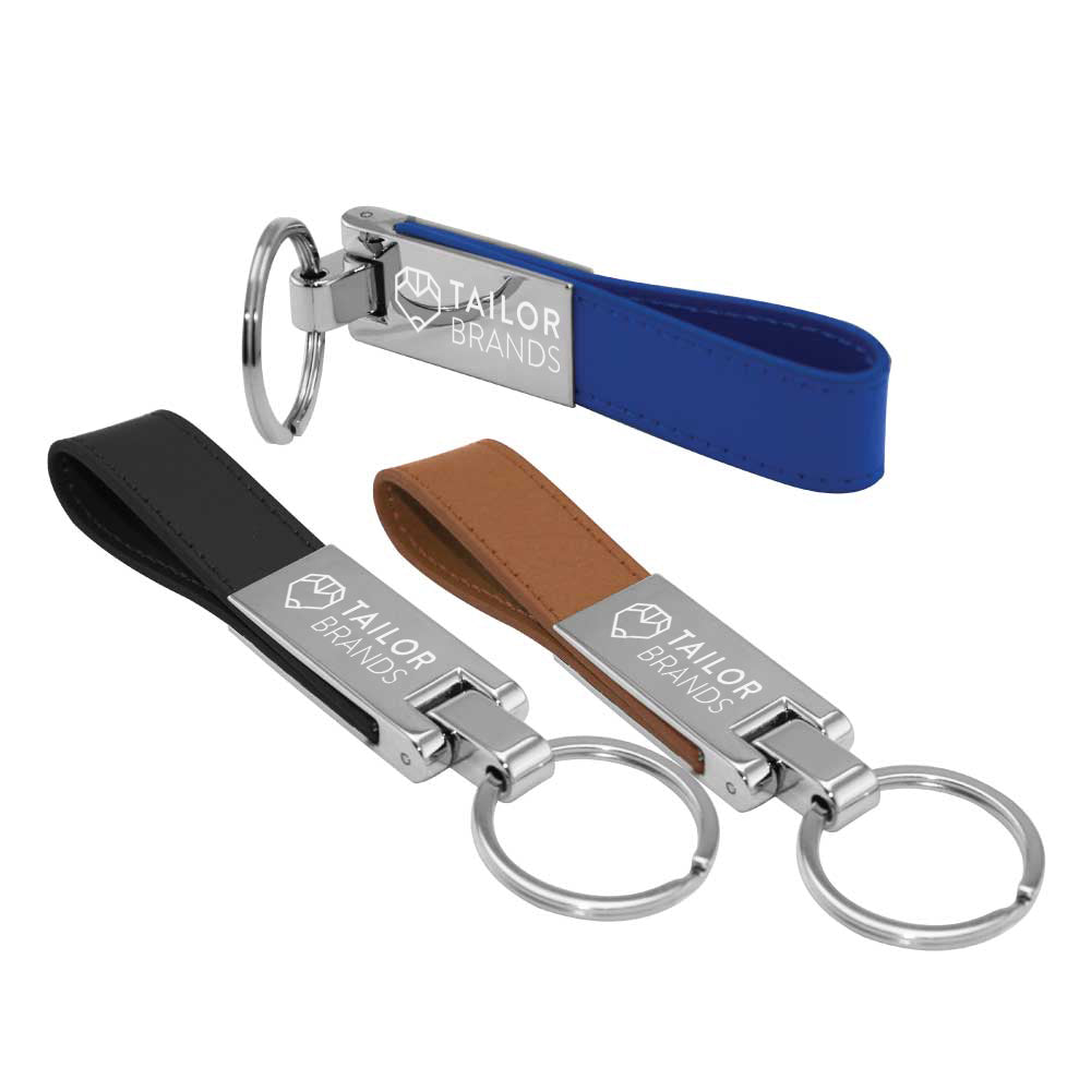 Metal Key Chains with Leather Strap