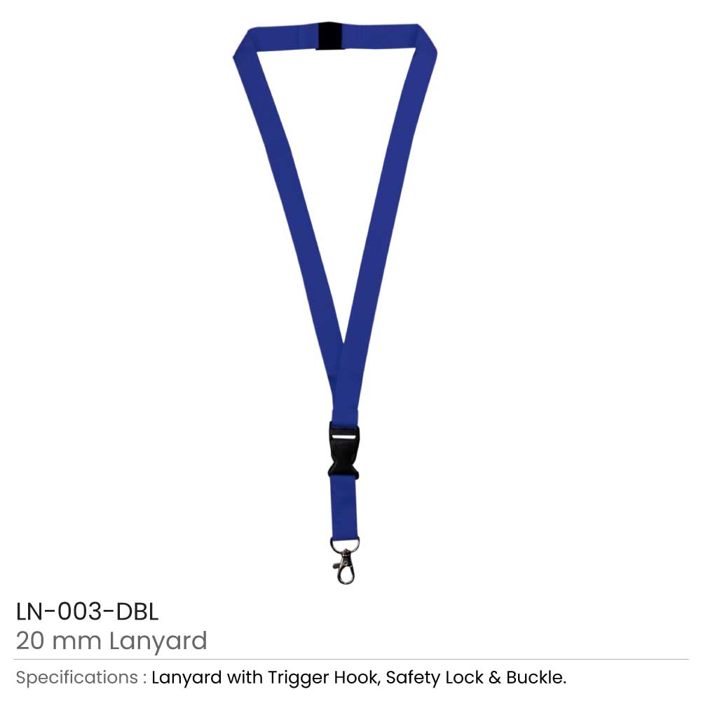 Lanyards with Hook, Safety Lock, and Buckle, 20 mm