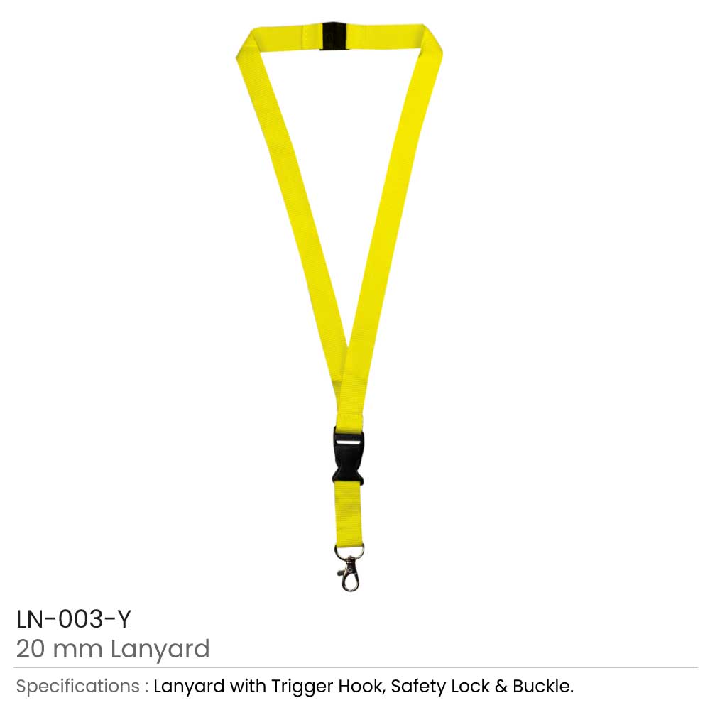 Lanyards with Hook, Safety Lock, and Buckle, 20 mm