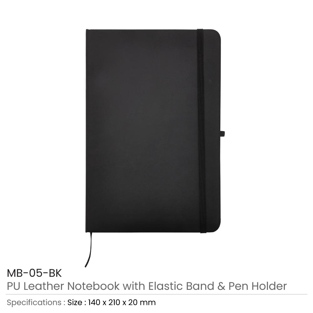 A5 PU Leather Notebooks with Elastic Band, Calendar, Pen Holder