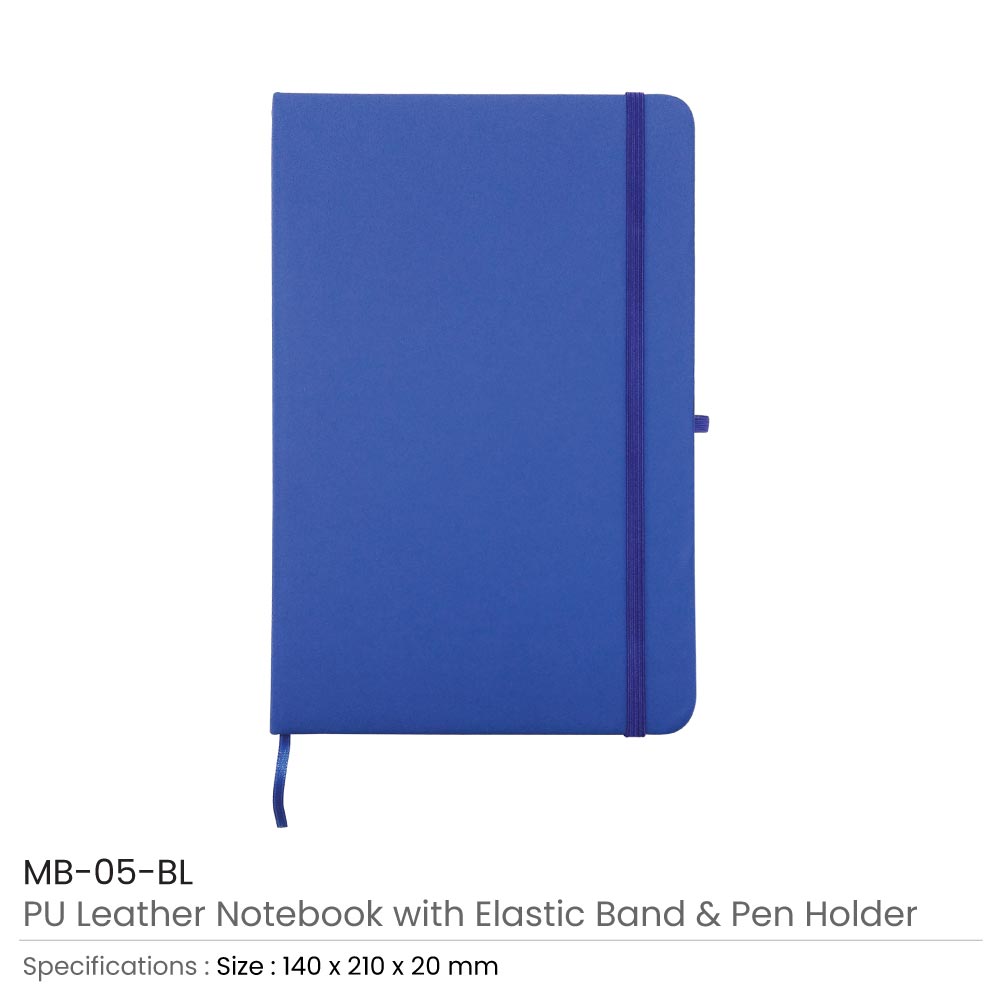 A5 PU Leather Notebooks with Elastic Band, Calendar, Pen Holder