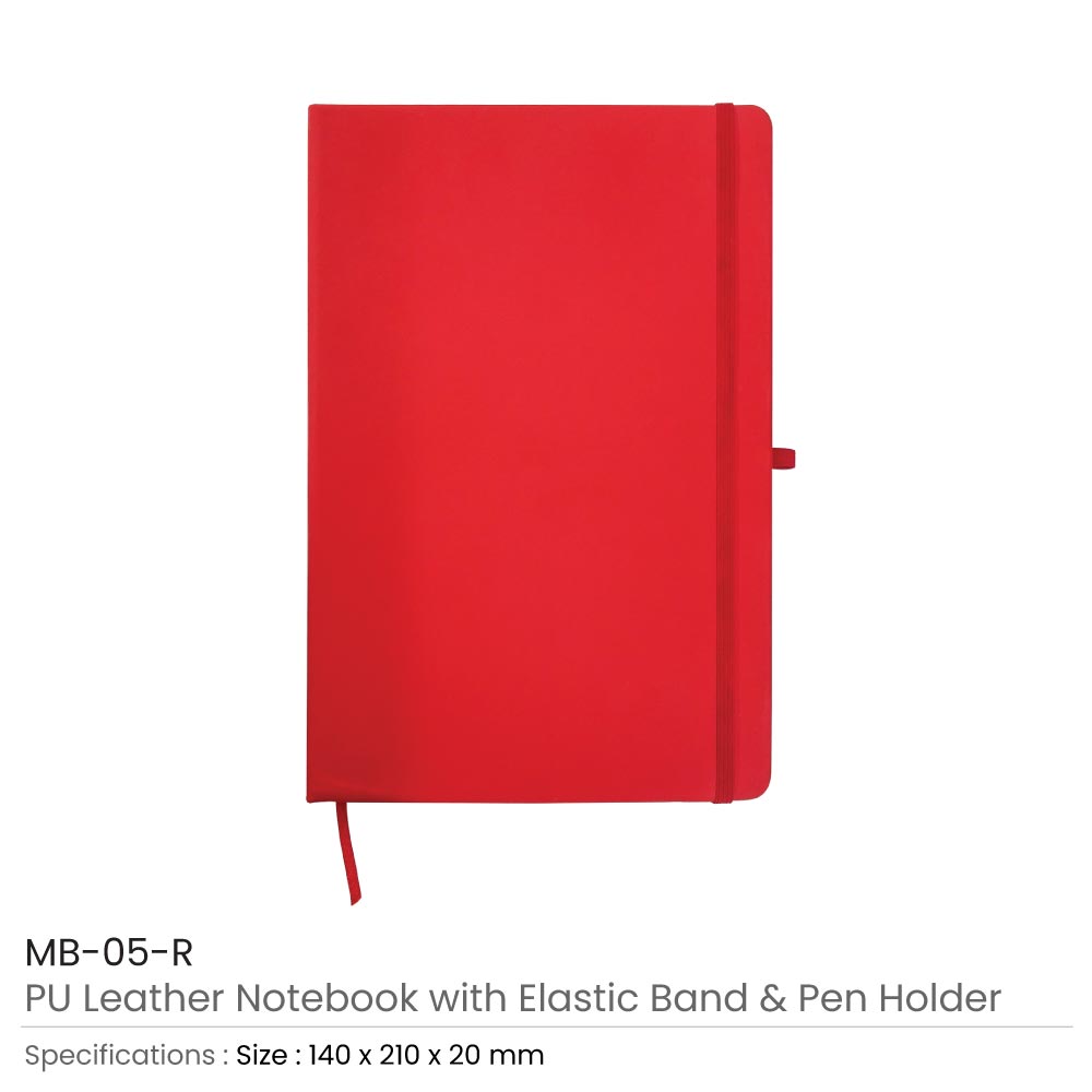 A5 PU Leather Notebooks with Elastic Band, Calendar, Pen Holder