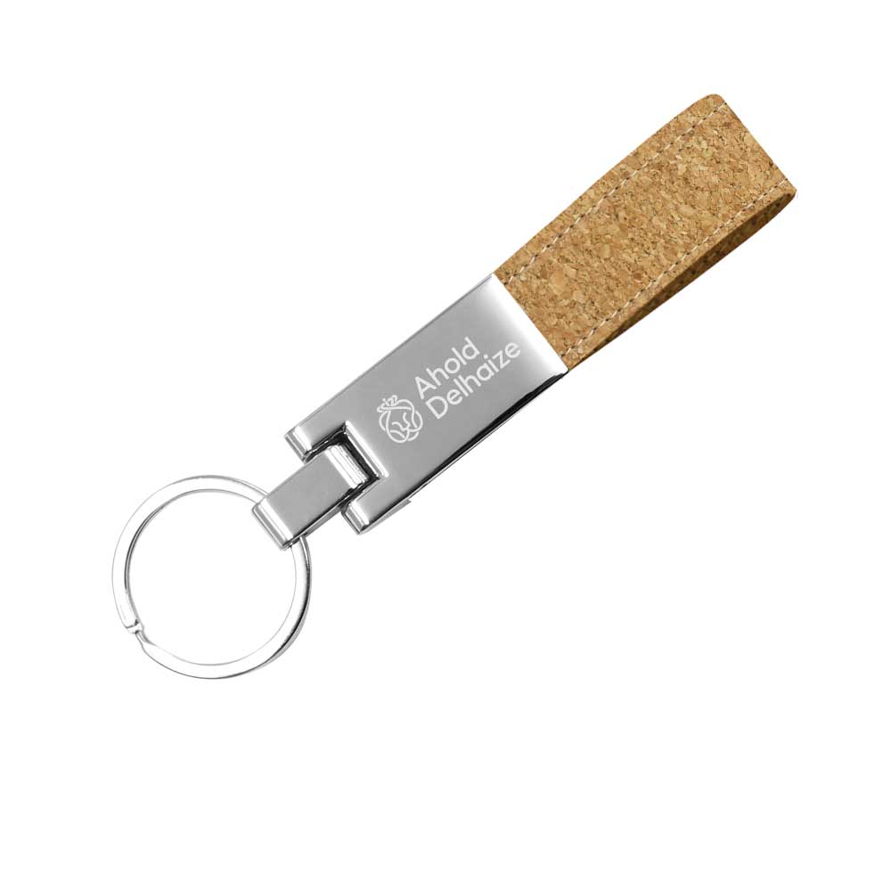 Metal Keychain with Cork Strap