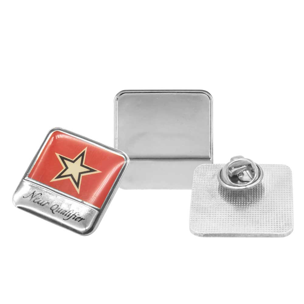 Square Metal Badges with Butterfly Clutch