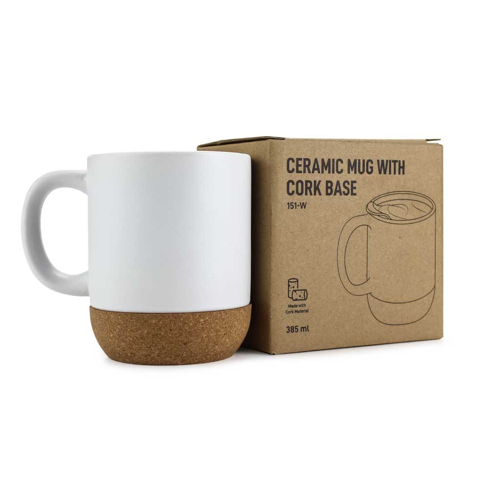 Ceramic Mugs with Lid and Cork Base