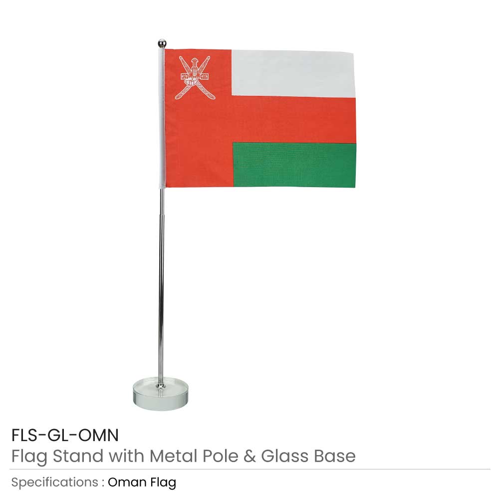 Flag with Metal Pole and Glass Base