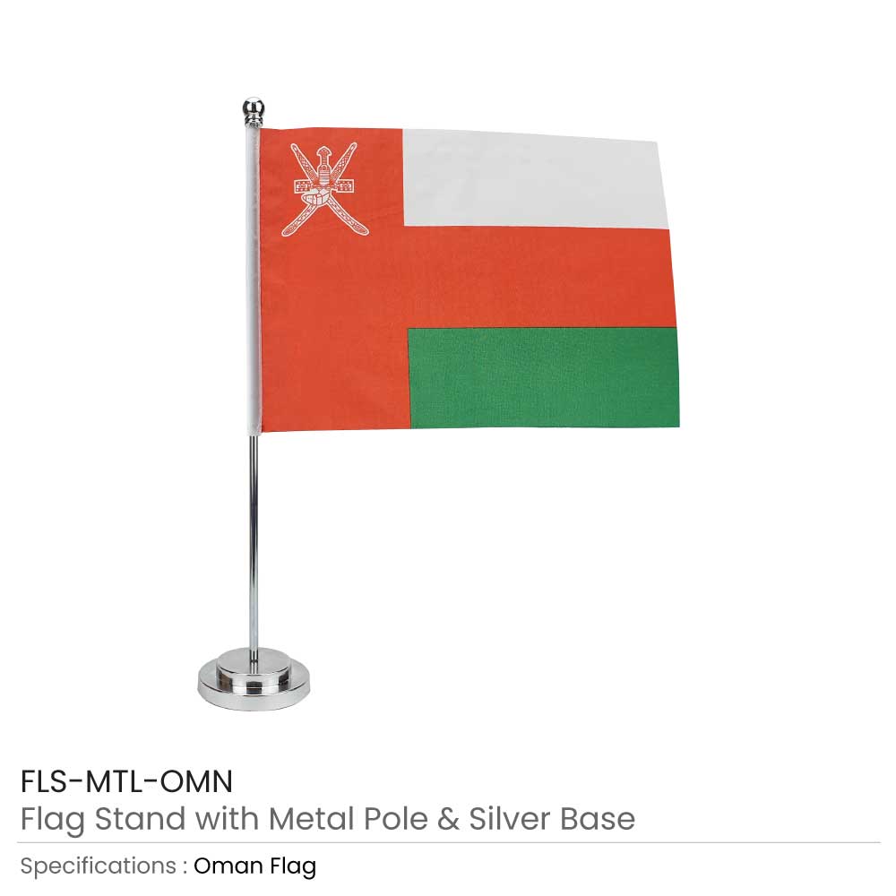 Flag with Metal Pole and Silver Base