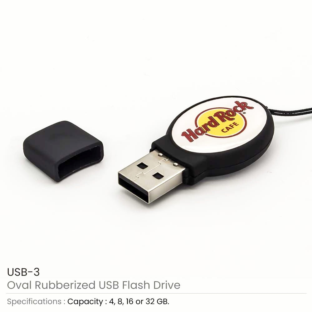 Oval Black Rubberized USB