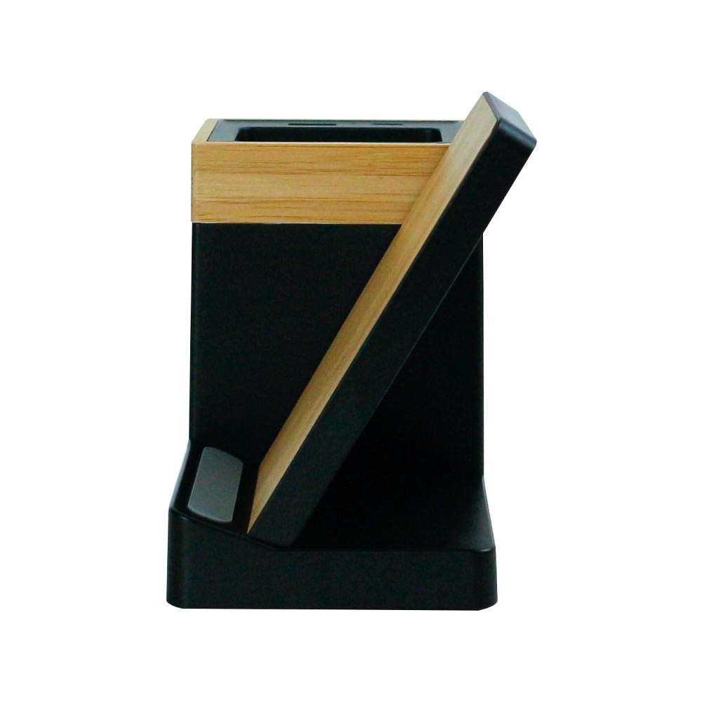 Bamboo Desktop Pen Holder with 15W Wireless Charger