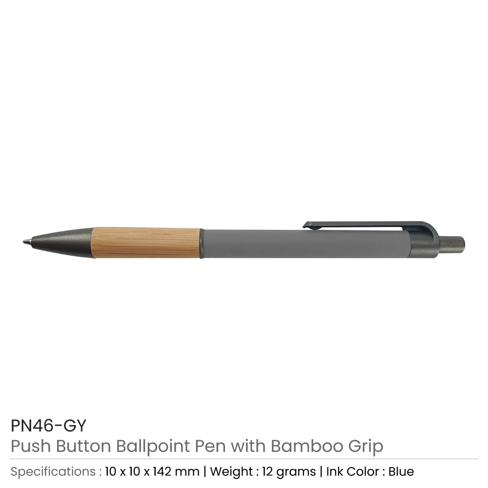 Push Button Ballpoint Pens with Bamboo Grip