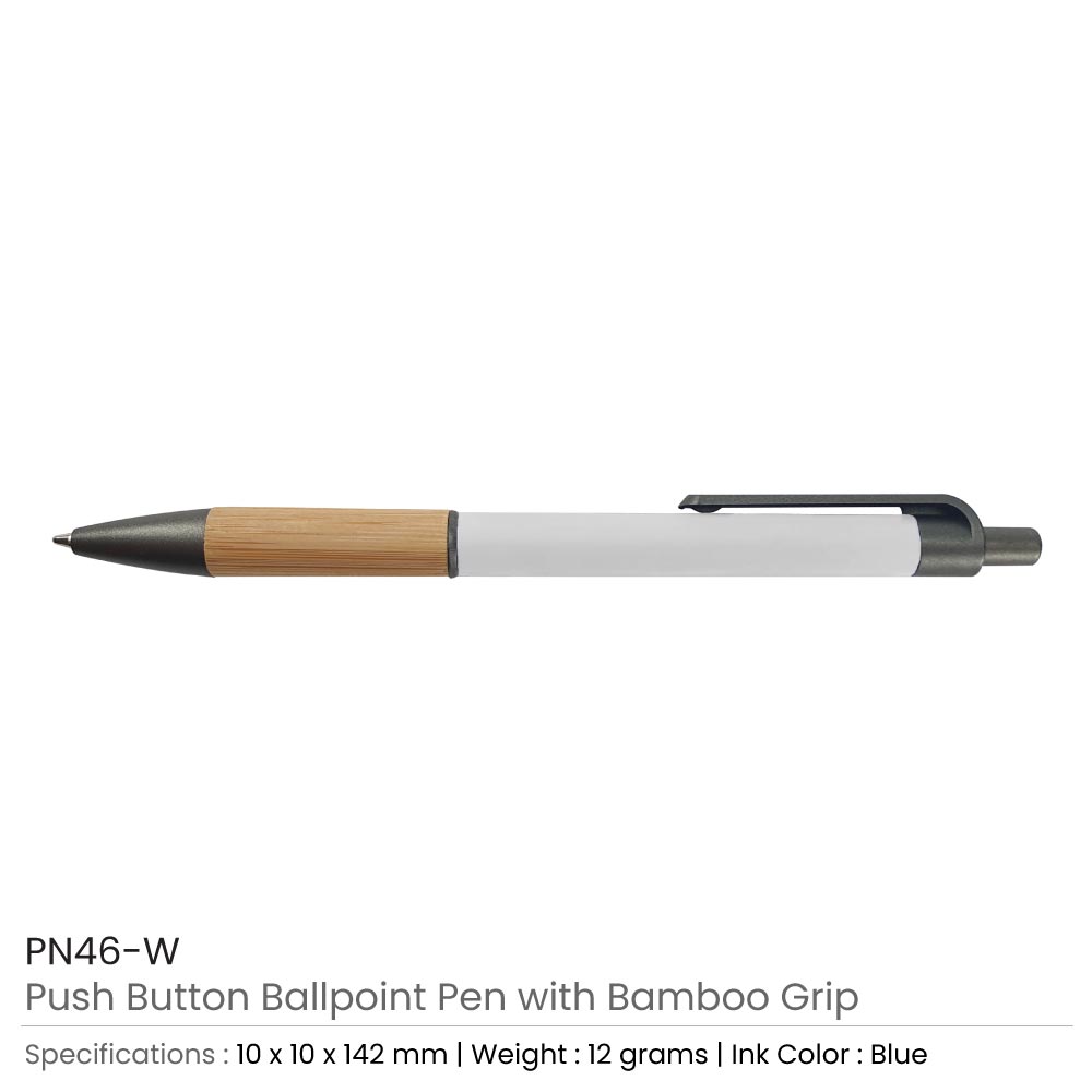 Push Button Ballpoint Pens with Bamboo Grip