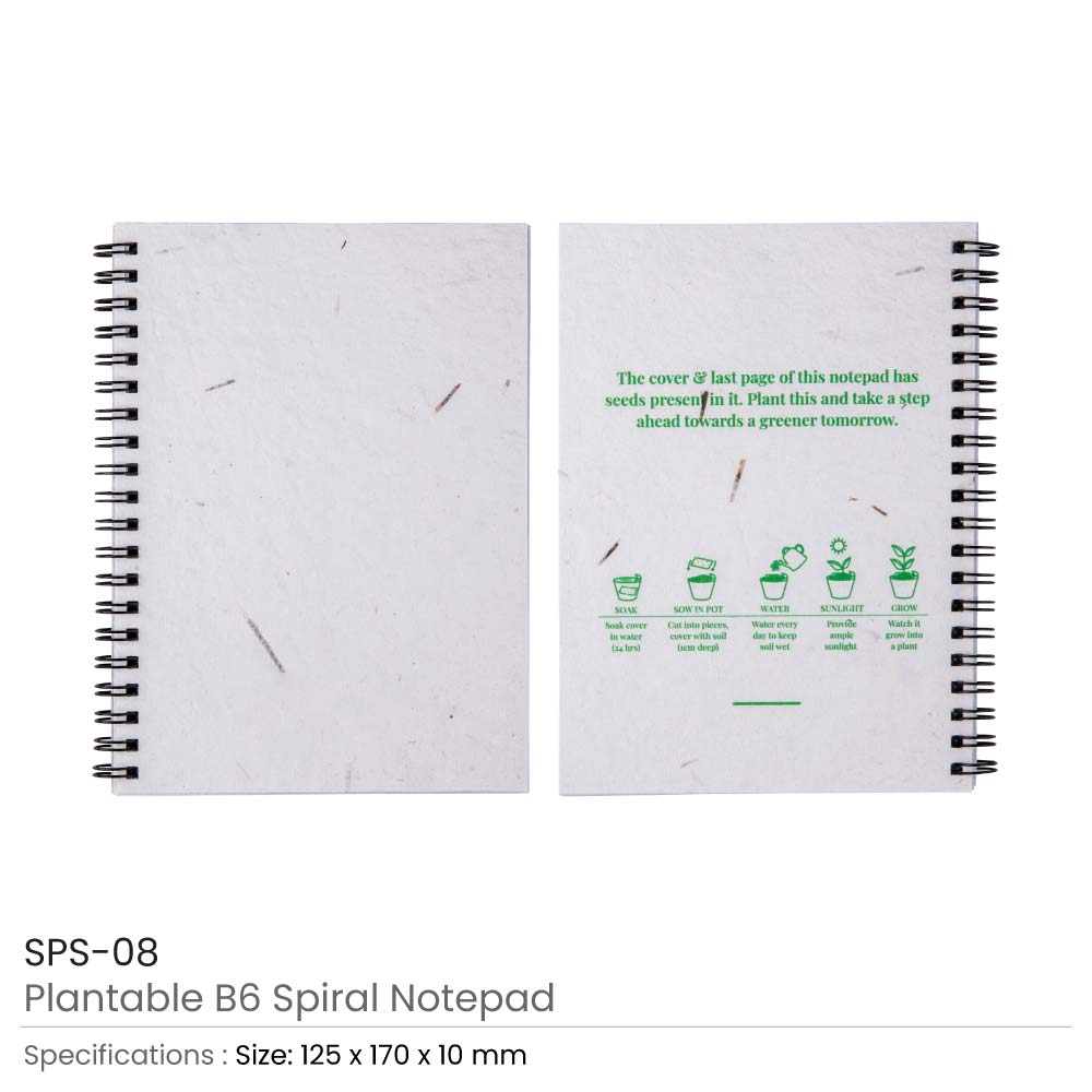 Plantable Notepads B6 with Seed Covers &amp; Spiral Binding