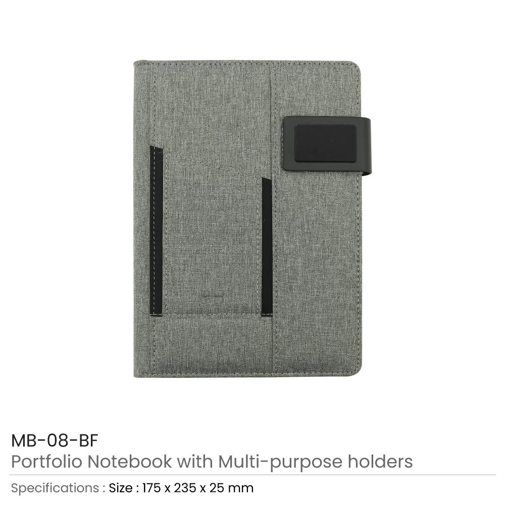 Portfolio Notebooks with Multi-purpose Holder