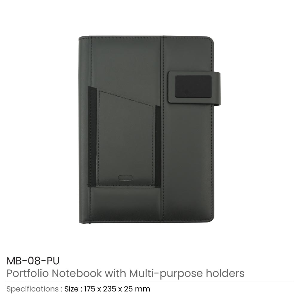 Portfolio Notebooks with Multi-purpose Holder