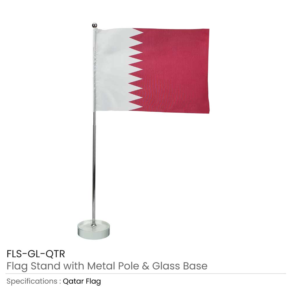 Flag with Metal Pole and Glass Base