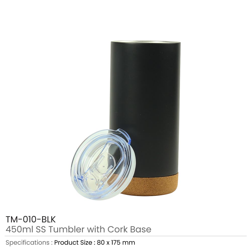 Travel Tumbler with Cork Base 450ml Stainless Steel