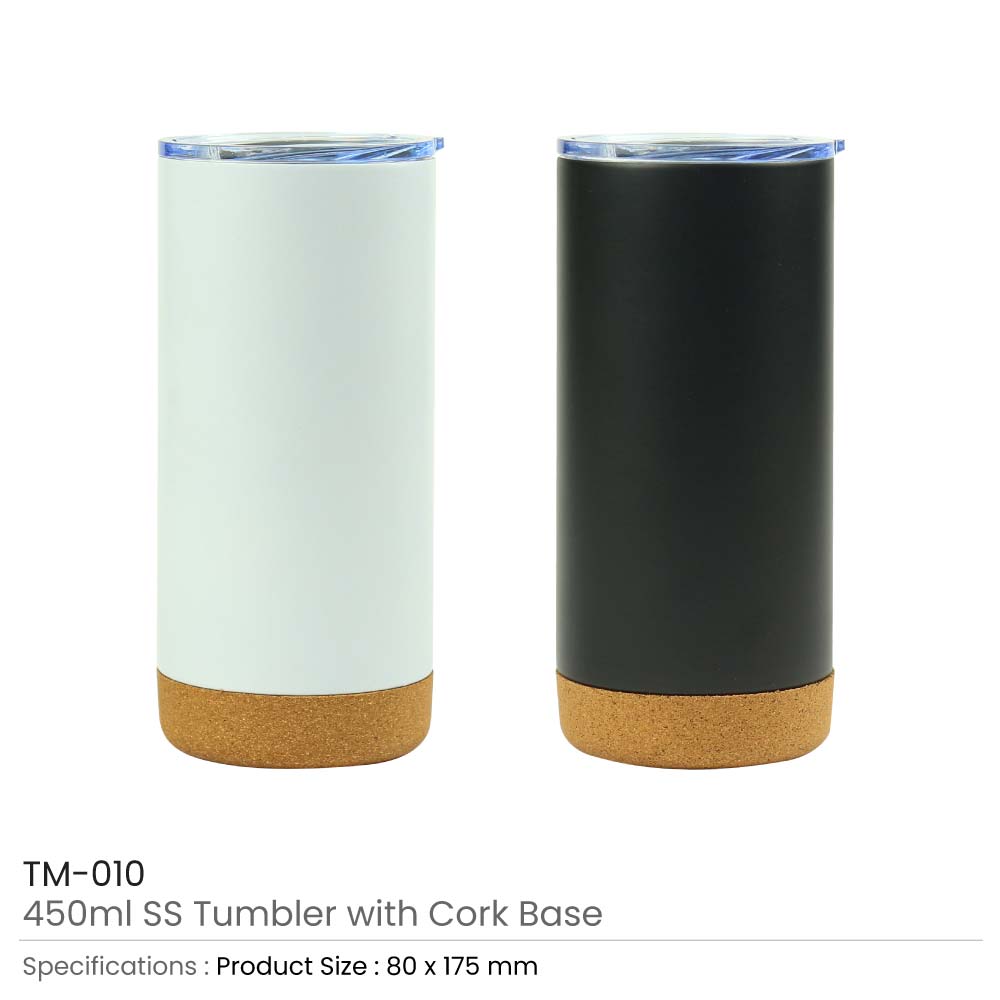 Travel Tumbler with Cork Base 450ml Stainless Steel