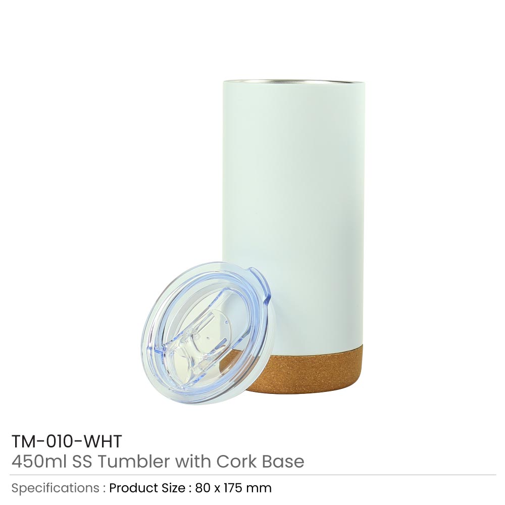 Travel Tumbler with Cork Base 450ml Stainless Steel