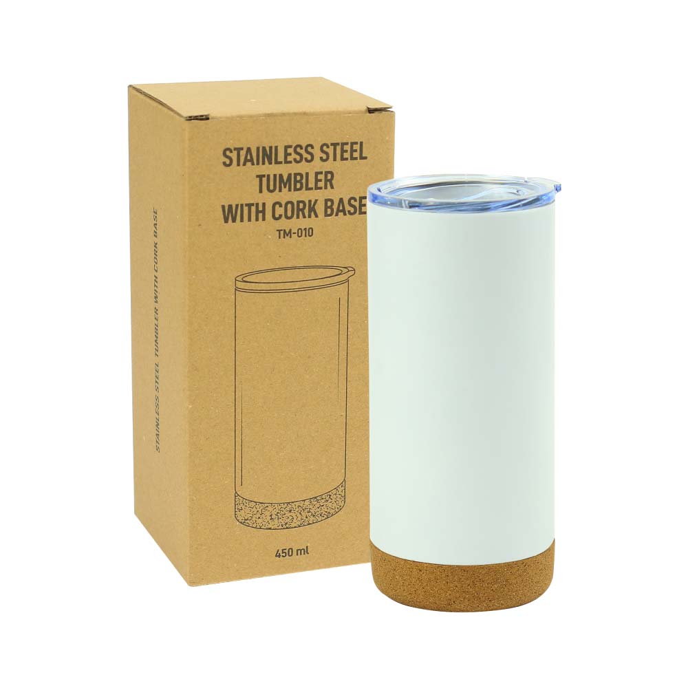 Travel Tumbler with Cork Base 450ml Stainless Steel