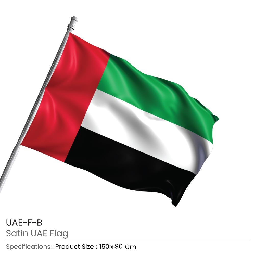 UAE Flags in Satin Material Size 150 x 90 cm