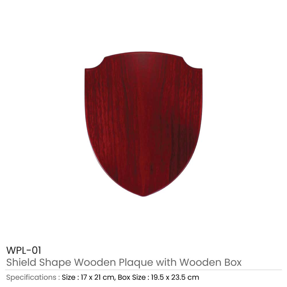 Shield Shaped Wooden Plaque with Box