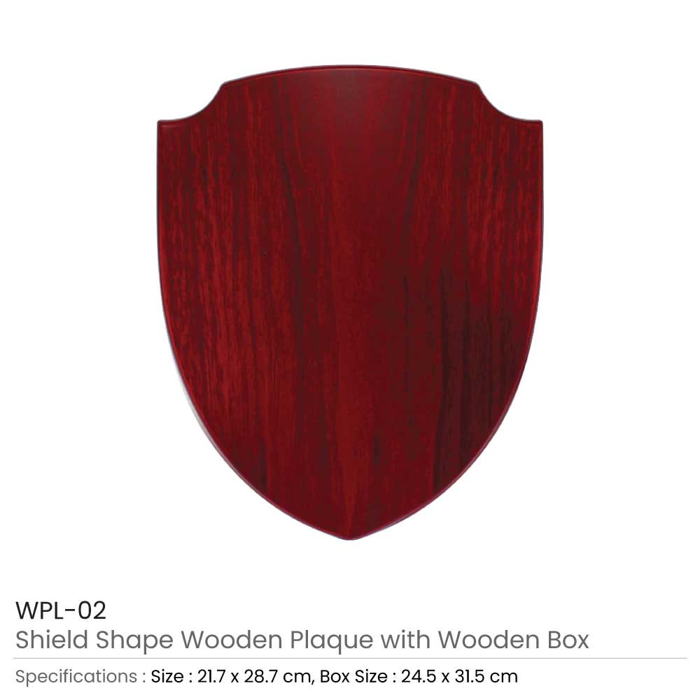 Shield Shaped Wooden Plaque with Box