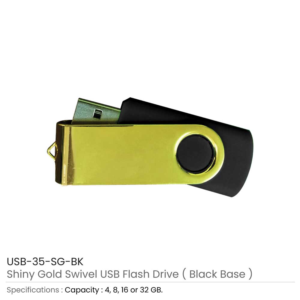 Shiny Gold Swivel USB Flash Drives