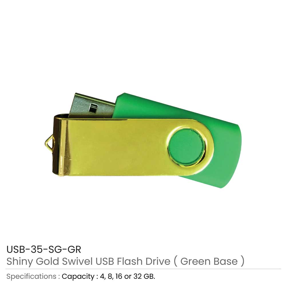 Shiny Gold Swivel USB Flash Drives