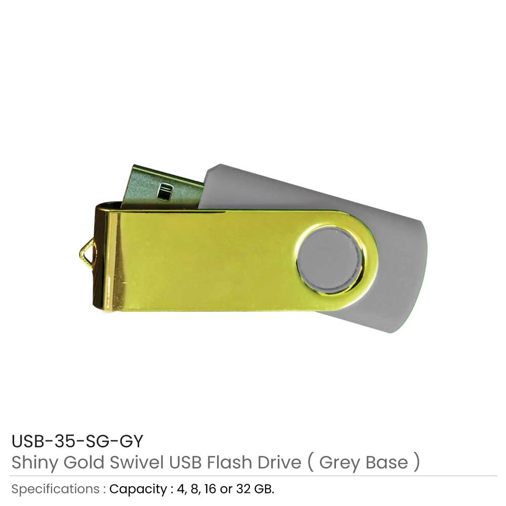 Shiny Gold Swivel USB Flash Drives