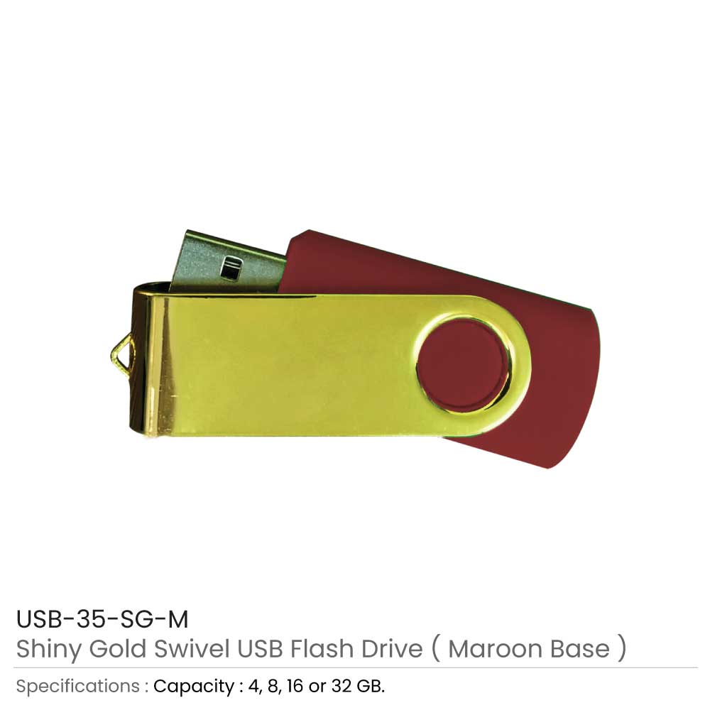 Shiny Gold Swivel USB Flash Drives