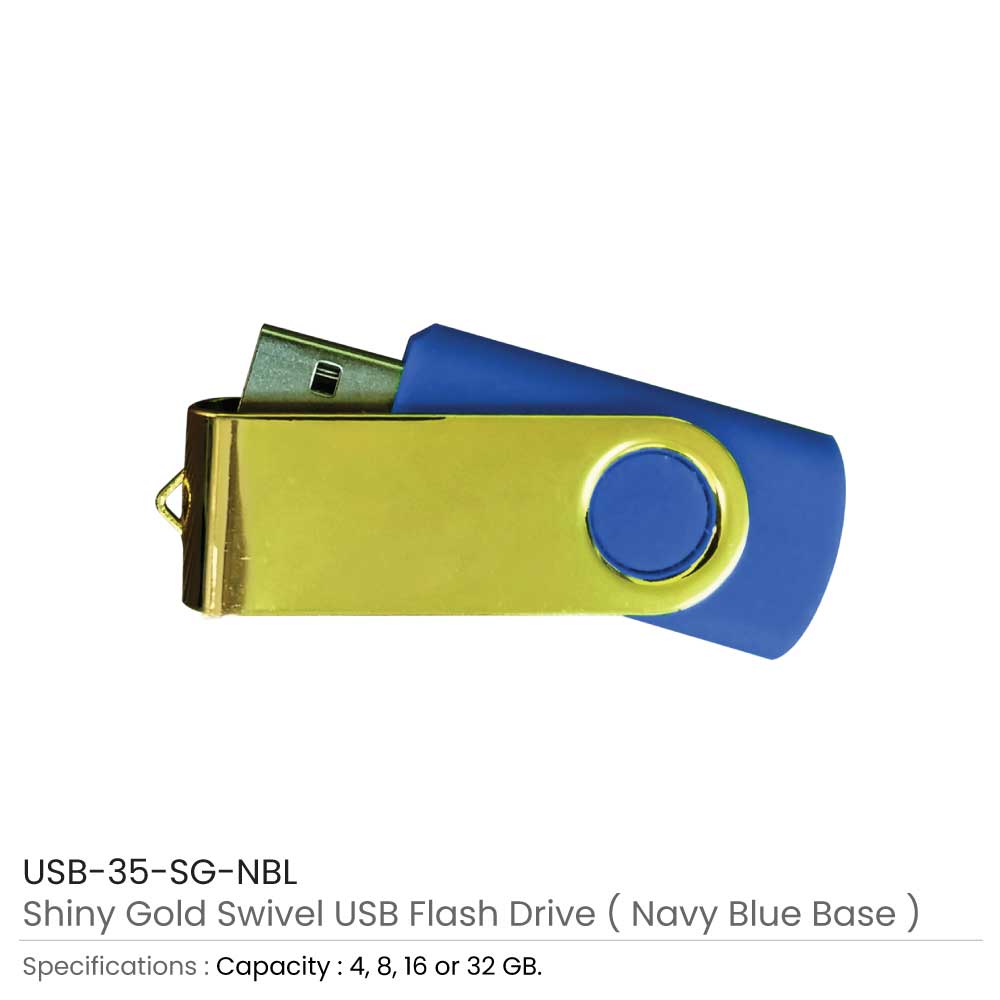 Shiny Gold Swivel USB Flash Drives