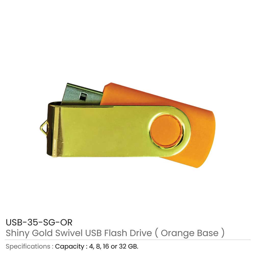 Shiny Gold Swivel USB Flash Drives