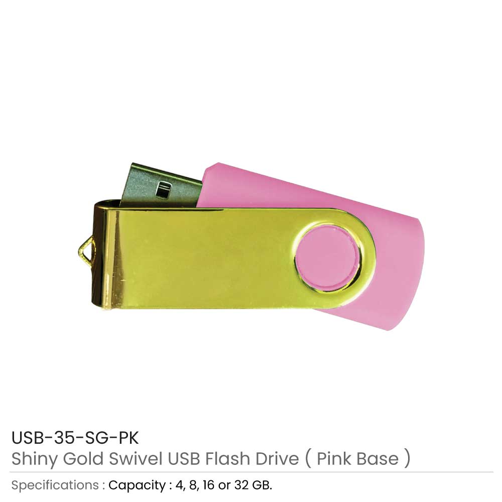 Shiny Gold Swivel USB Flash Drives