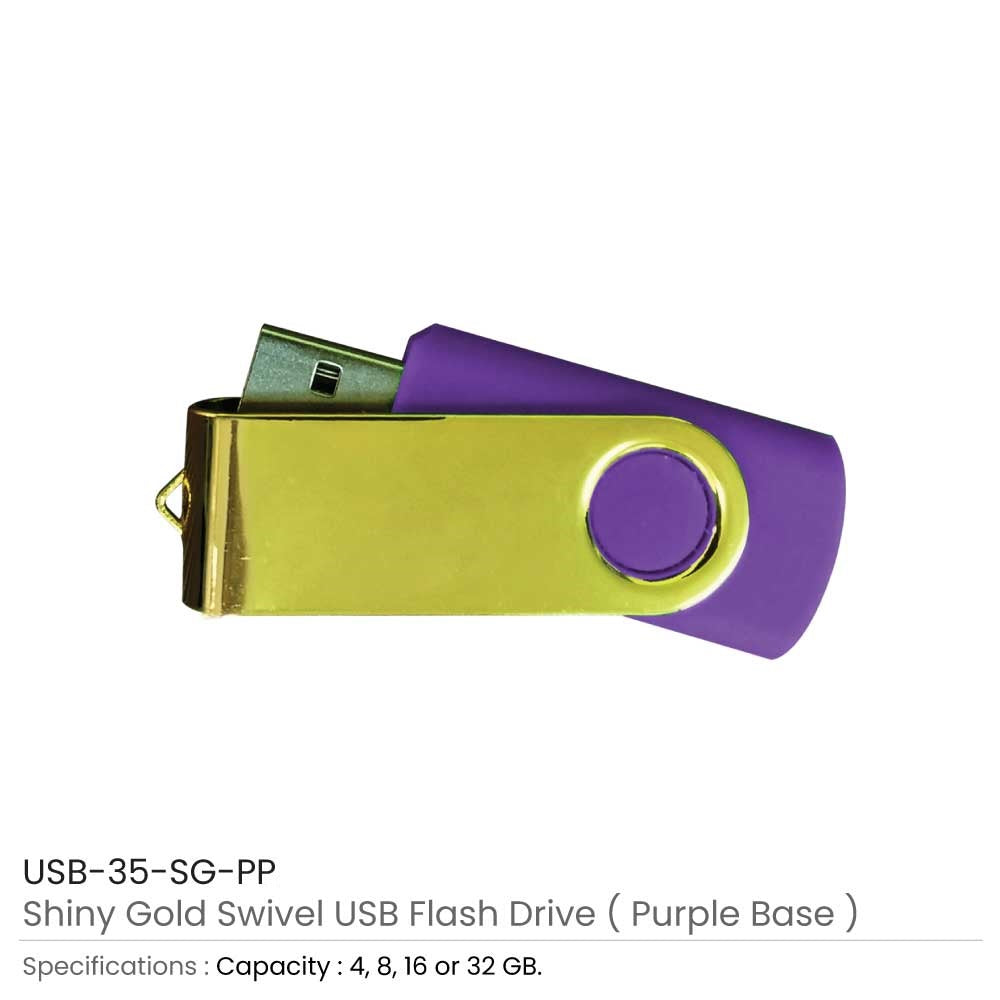 Shiny Gold Swivel USB Flash Drives