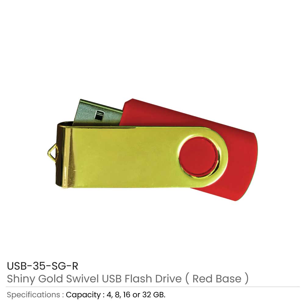 Shiny Gold Swivel USB Flash Drives