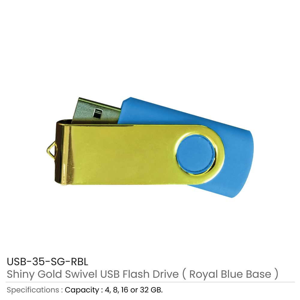 Shiny Gold Swivel USB Flash Drives