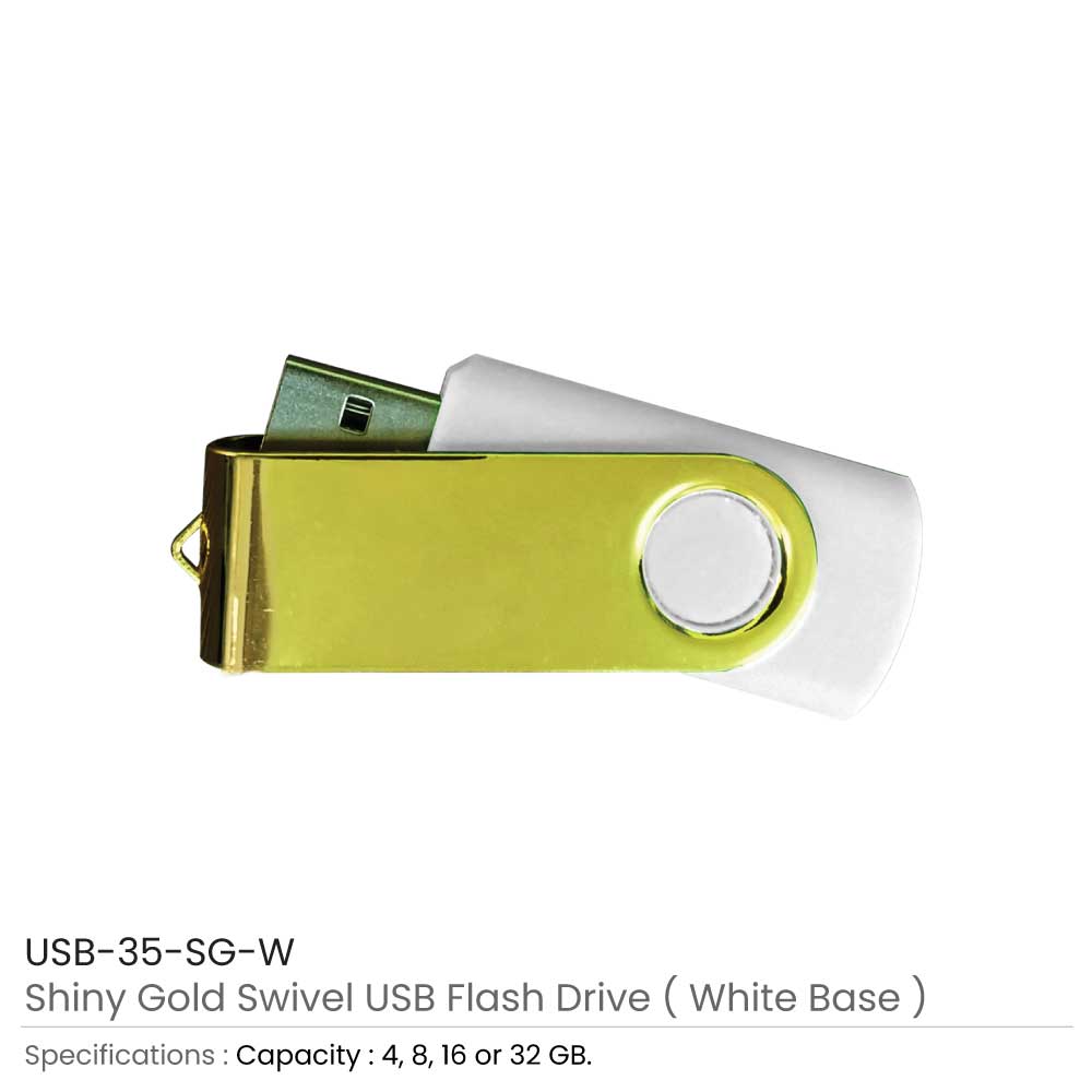 Shiny Gold Swivel USB Flash Drives